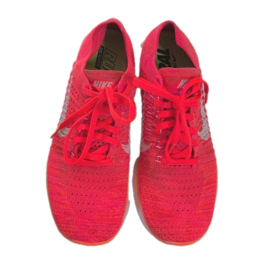 Nike Women Free RN Flyknit Hyper Orange Running Shoe 831070-801 Sneaker Sz 9 M